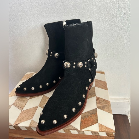 Free People Black Studded Ankle Boots - Picture 4 of 10